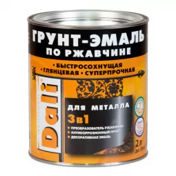 Грунт-эмаль по ржавчине 3 в 1 гладкая DALI, RAL 9006 серебристый алюминий 10 л