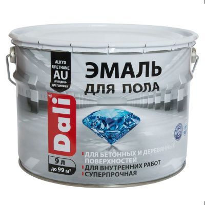 Эмаль для пола алкидно-уретановая моющаяся, серый RAL 7040 9л Dali