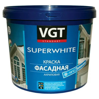 VGT SUPERWHITE ВД-АК-1180 КРАСКА ФАСАДНАЯ ЗИМНЯЯ для работ при отрицательных температурах 15 кг